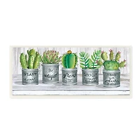 Stupell Industries Succulent & Cactus Jars Wooden Wall Plaque