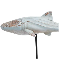 17" Light Blue Carved Shark Sculpture with Base
