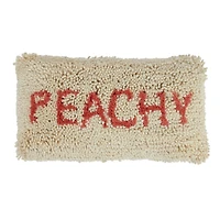 Hello Honey® Cream & Red "Peachy" Tufted Wool & Cotton Lumbar Pillow