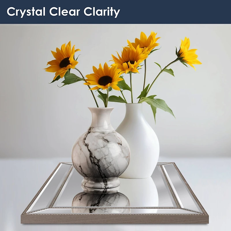 Head West 30" Silver Metro Beaded Glass Framed Vanity Mirror