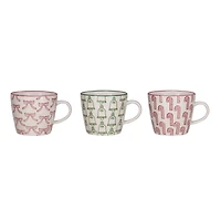 Hello Honey® 10oz. Holiday Pattern Hand-Stamped Stoneware Mug Set