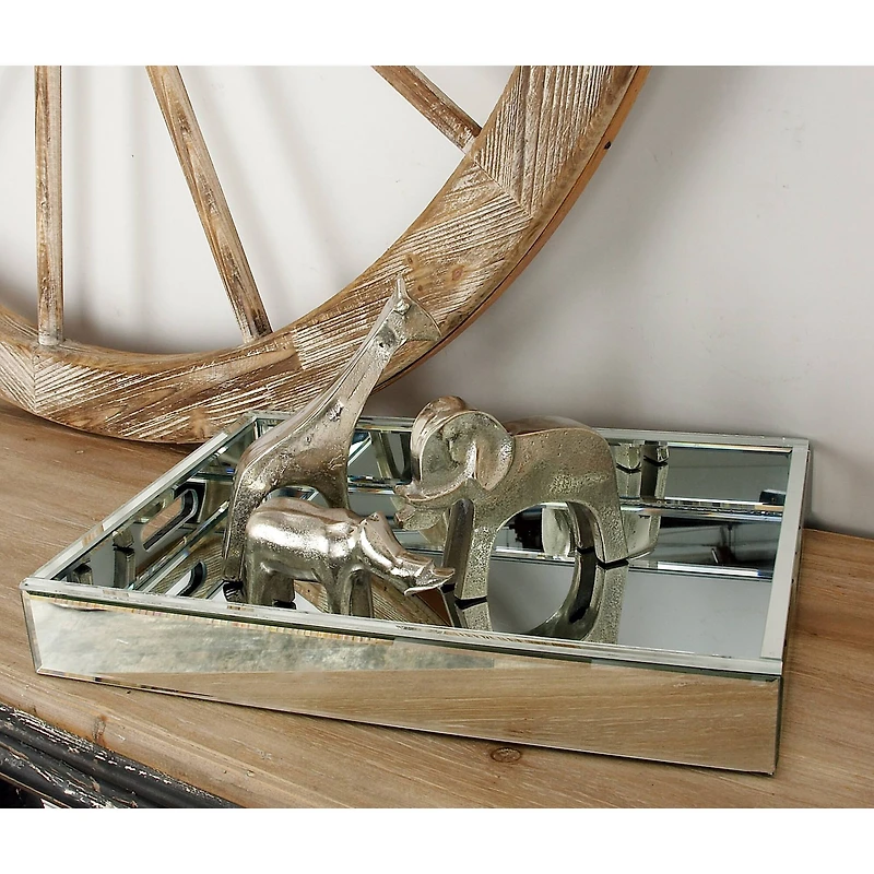 Silver Wood Glam Decorative Tray