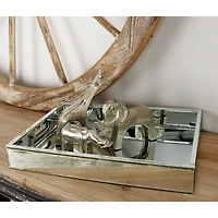 Silver Wood Glam Decorative Tray