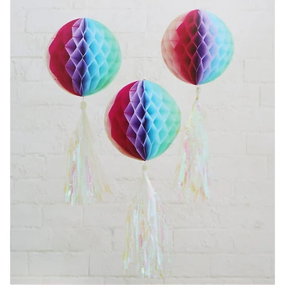 Multicolor Honeycomb Ball with Tassel Décor, 3ct. by Celebrate It™
