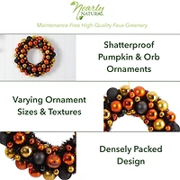 19" Shatterproof Jack-o-lantern Halloween Ornament Wreath