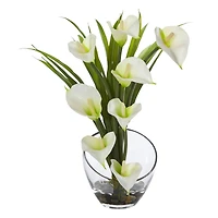 15.5" Calla Lily Arrangement in Clear Glass Vase