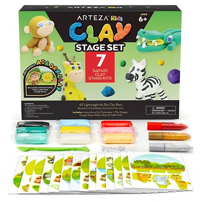 Arteza® Kids Safari Small Stage Clay Kit, 74 pcs