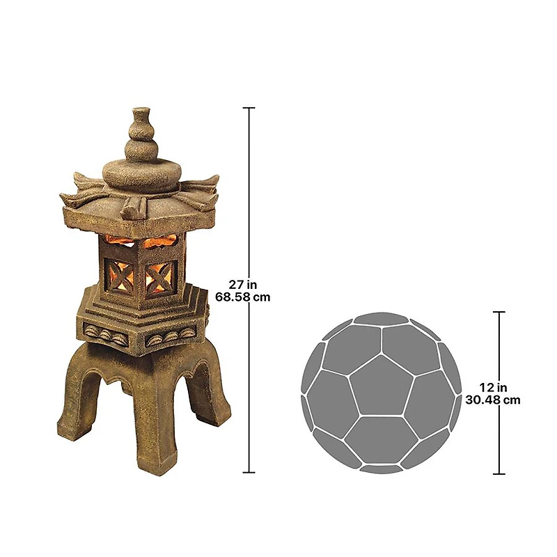 Design Toscano 27" Illuminated Brown Pagoda Lantern LED Statue