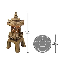 Design Toscano 27" Illuminated Brown Pagoda Lantern LED Statue