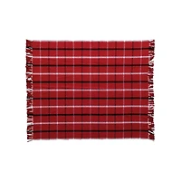 Hello Honey® Red, White & Black Plaid Brushed Flannel Throw with Fringe