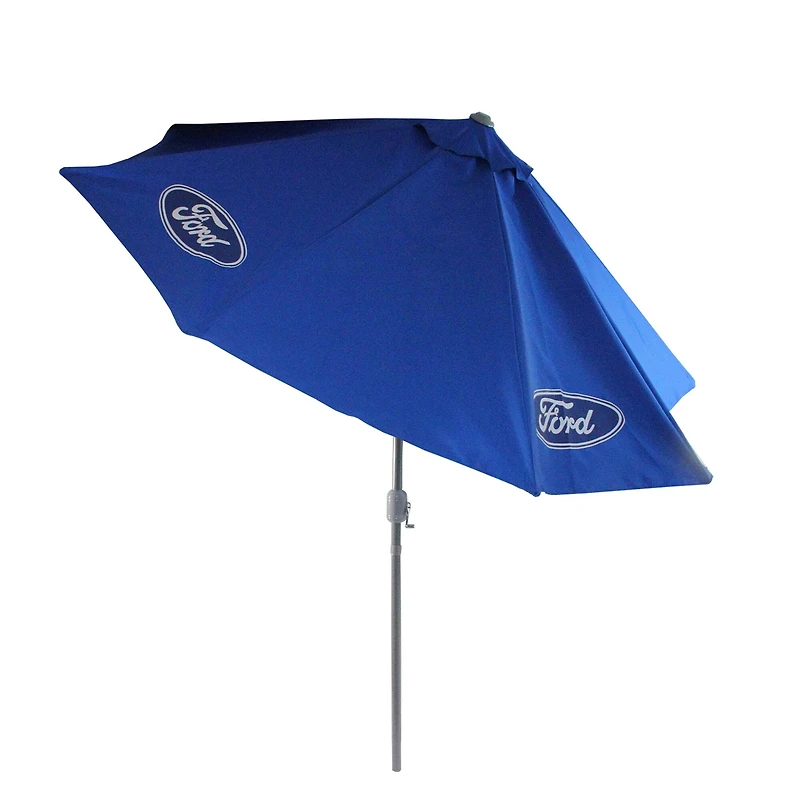 9ft. Blue Ford Outdoor Umbrella with Hand Crank & Tilt