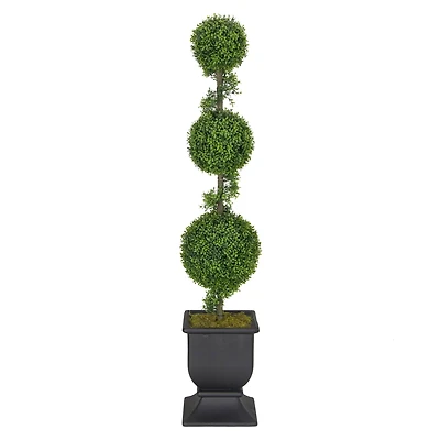 5ft. Topiary Triple Ball Boxwood Artificial Tree in Decorative Urn