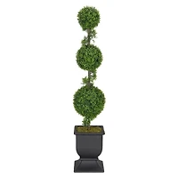 5ft. Topiary Triple Ball Boxwood Artificial Tree in Decorative Urn