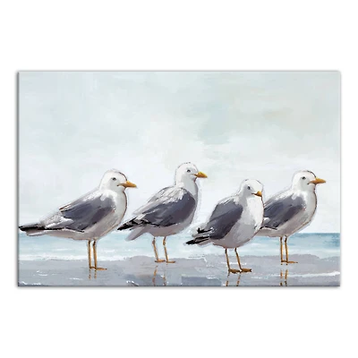 Seagulls In A Line 24" x 16" Canvas Wall Art