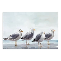 Seagulls In A Line 24" x 16" Canvas Wall Art