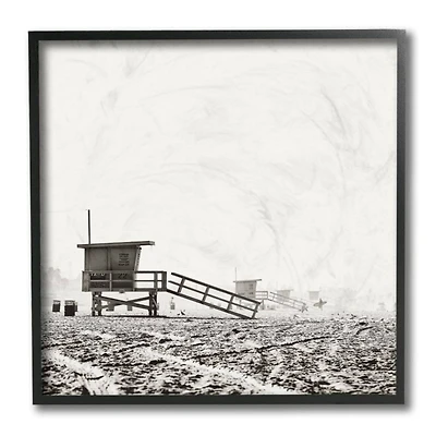 Stupell Industries Lifeguard Stands on Beach Wall Art in Black Frame