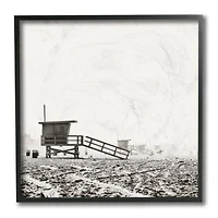 Stupell Industries Lifeguard Stands on Beach Wall Art in Black Frame