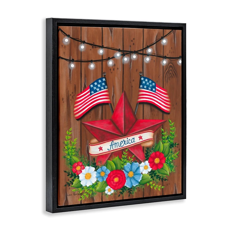 Stupell Industries Americana Country Garland Floater Framed Art