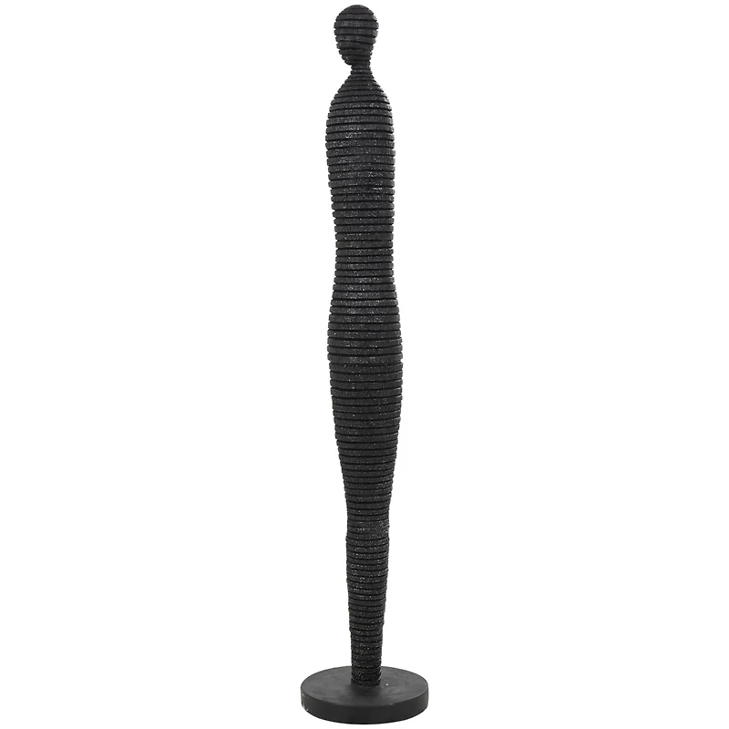 3.5ft. Black Abstract Ribbed Figure Sculpture