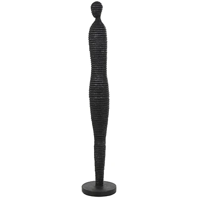 3.5ft. Black Abstract Ribbed Figure Sculpture