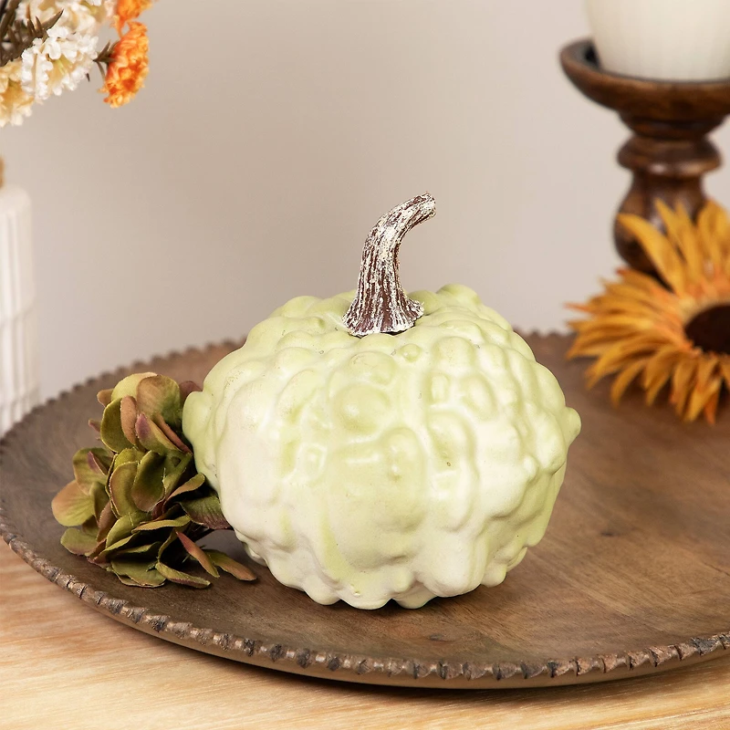 5.5" Green Textured Pumpkin Tabletop Décor