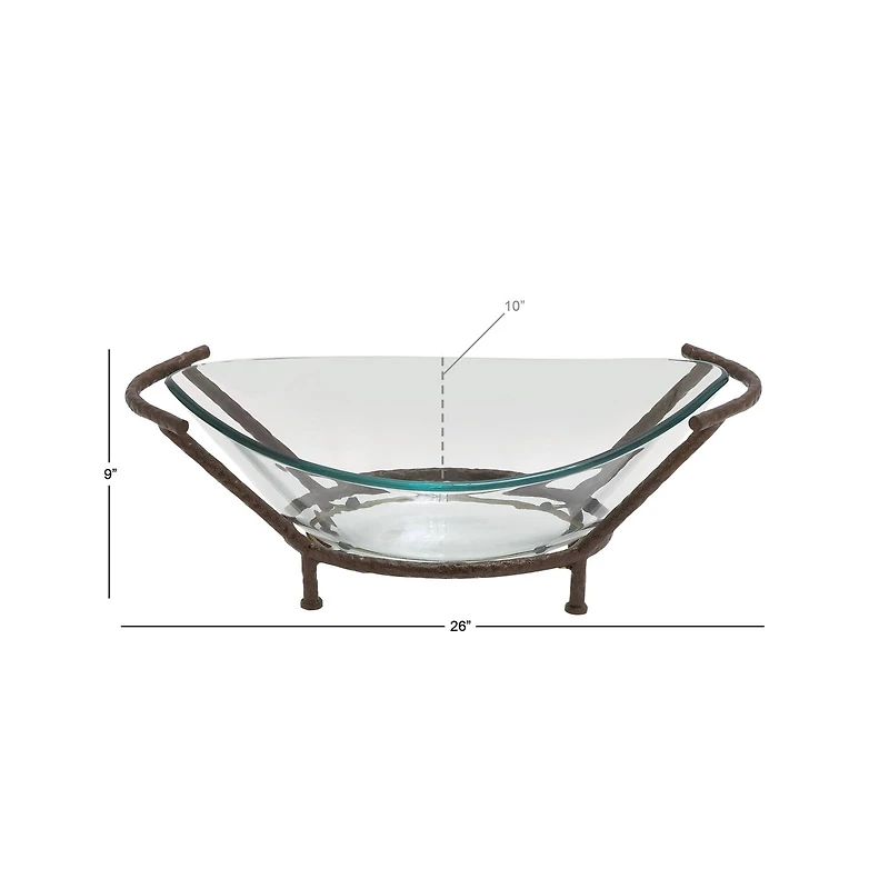 Copper Glass & Metal Modern Serving Bowl