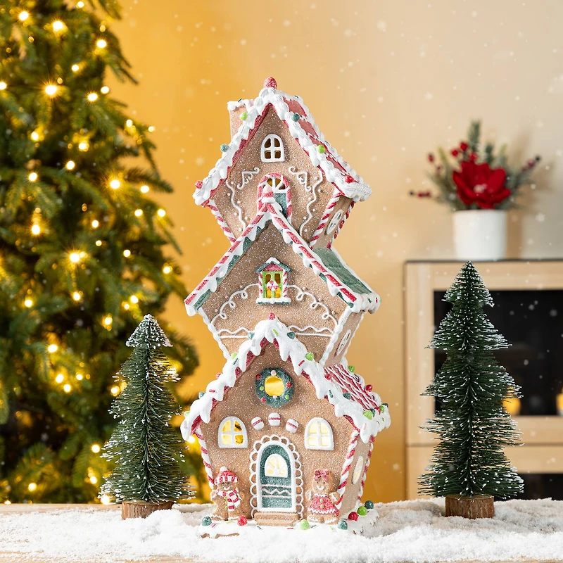 Glitzhome® 18.5" Lighted Resin Christmas Gingerbread House Table Decor