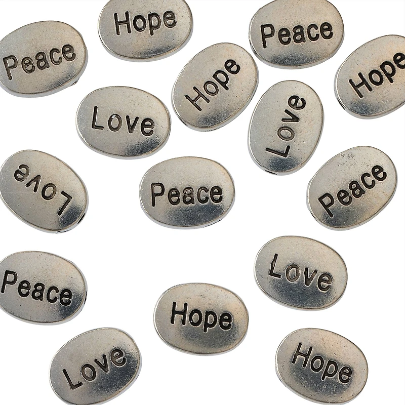 Silver Metal Word Beads, 18mm by Bead Landing™