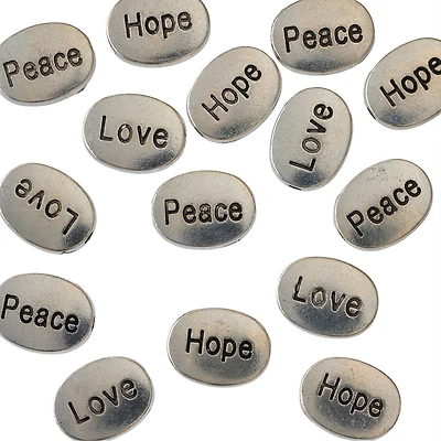 Silver Metal Word Beads, 18mm by Bead Landing™