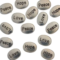 Silver Metal Word Beads, 18mm by Bead Landing™