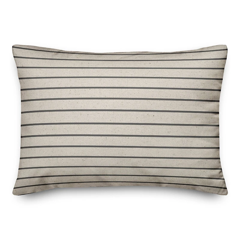 Thin Gray Stripes On Linen Pillow 4 14" x 20" Throw Pillow