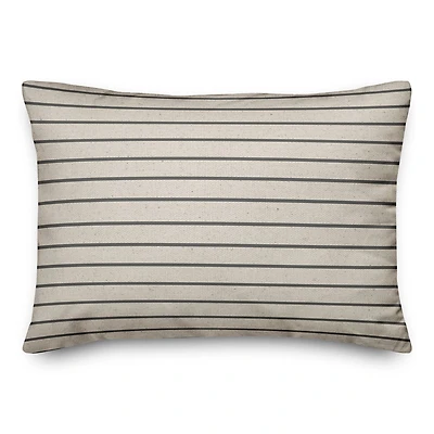 Thin Gray Stripes On Linen Pillow 4 14" x 20" Throw Pillow