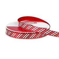 3/8" x 12ft. Red & White Diagonal Stripes Ribbon by Celebrate It® Christmas