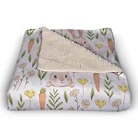 Bunny And Carrot Pattern Blanket 50" x 60" Sherpa Fleece Blanket