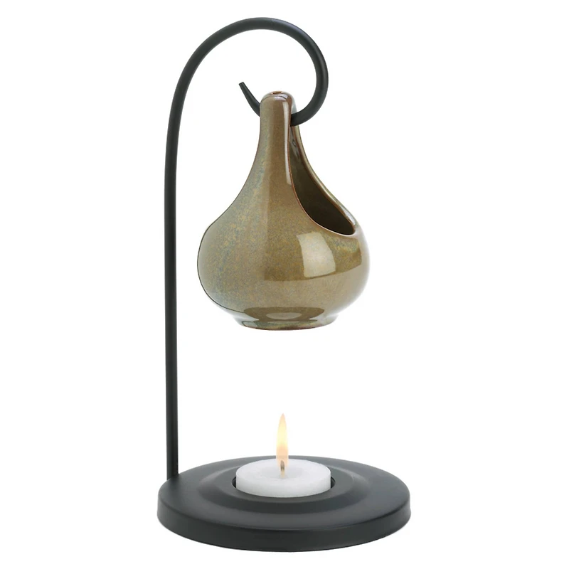 8" Earth Tone Porcelain Tear Drop Candle Oil Warmer