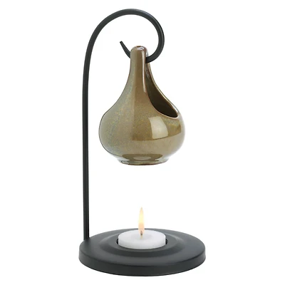8" Earth Tone Porcelain Tear Drop Candle Oil Warmer