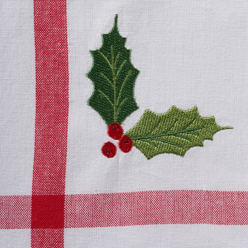 DII® Red & White Stripe Holly & Mistletoe Holiday Embroidered Dishtowel Set