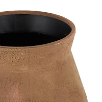 24.5" Brown Metal Wide Decorative Vase with Black Stand