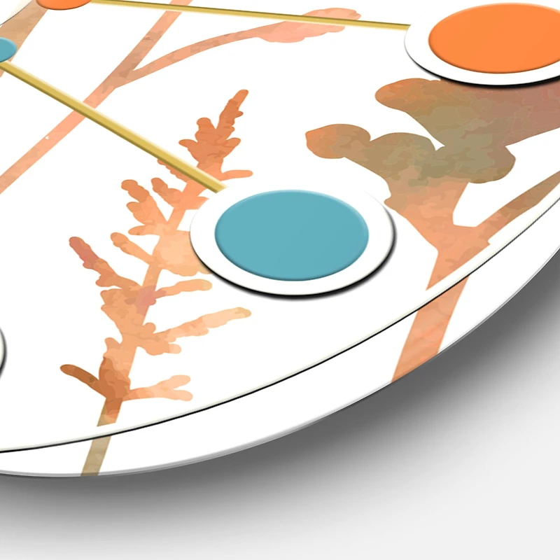 Designart 'Retro Handdrawn Flowers I Mid-Century Modern Wall Clock