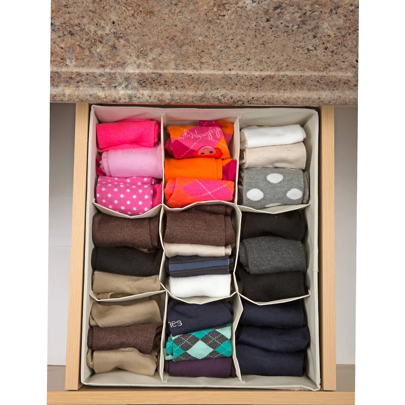 Simplify Cream 9-Compartment Drawer Organizer