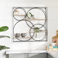 Gray Metal Contemporary Wall Shelf, 32" x 32" x 7"