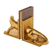 6" Gold Lizard Crawling Decorative Bookend Set