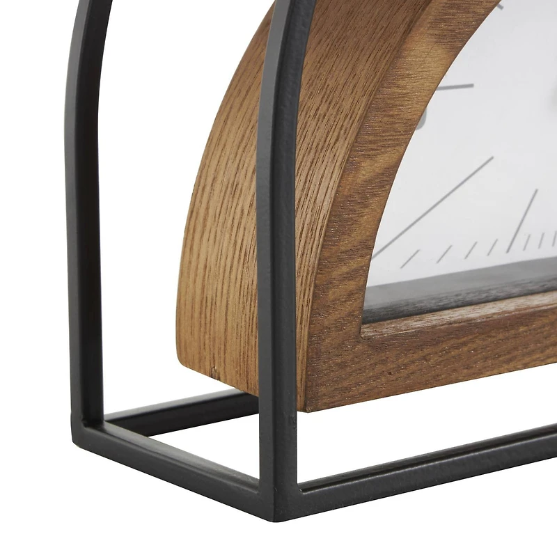 10.25" Brown Metal Suspended Clock with Black Frame