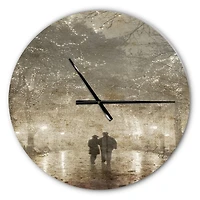 Designart Couple Walking In Night Lights Farmhouse Wall Clock