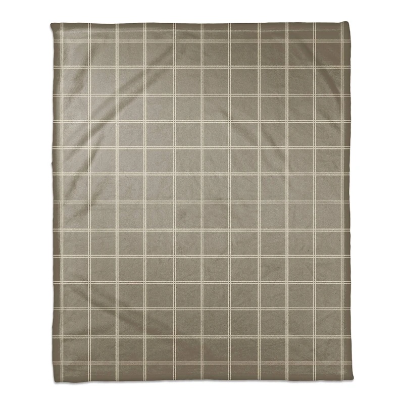 Taupe and White Check Coral Fleece Blanket