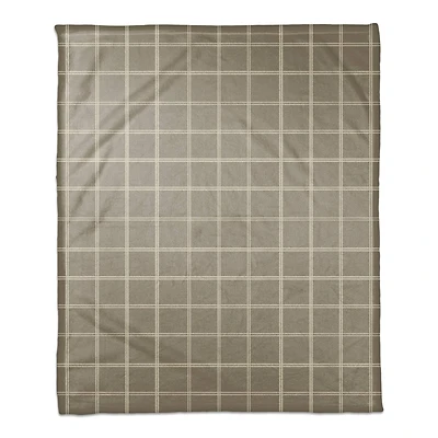 Taupe and White Check Coral Fleece Blanket