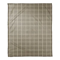Taupe and White Check Coral Fleece Blanket
