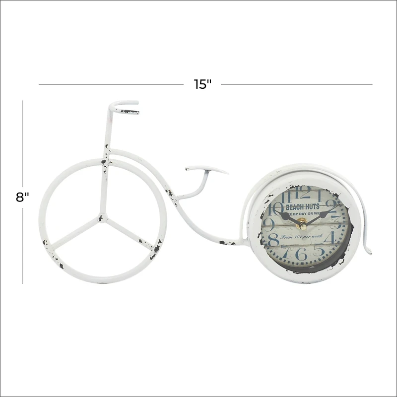 15" White Metal Farmhouse Bicycle Clock