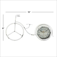 15" White Metal Farmhouse Bicycle Clock