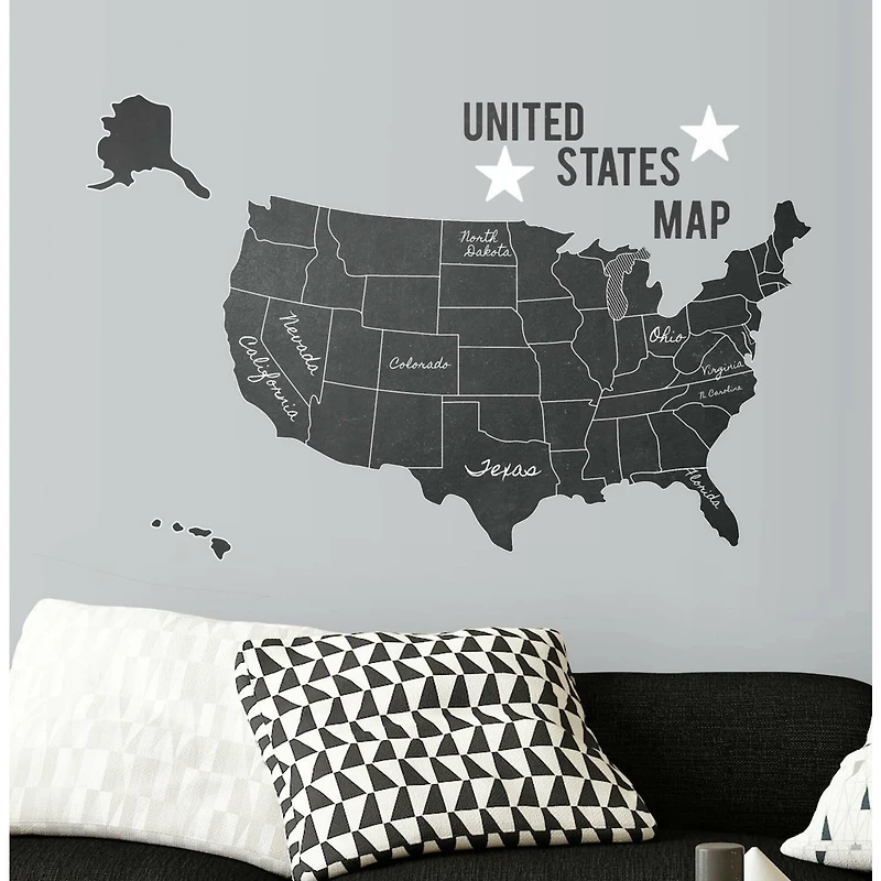 RoomMates United States Chalk Map Peel & Stick Giant Decals